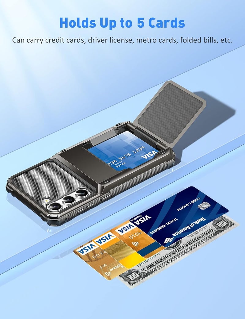COOYA for Samsung S23 Case Wallet 5 Credit Card Holder Slot Flip Cover Galaxy S23 Wallet Case Back Pocket Dual Layer Protective Hard Shell TPU Rubber Bumper for Samsung Galaxy S23 6.1 Bronze Gunmetal - Image 5